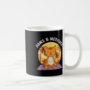Paw And Meditate Yoga Katze Shirt Katzenliebhaber Kaffeetasse