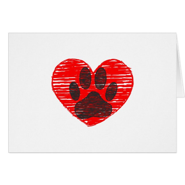 Paw Chien Croquis Dans Le Coeur Rouge (Devant horizontal)