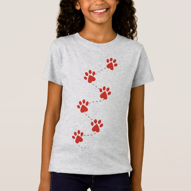 Paw Double Side Girls' Fine Jersey T - Shirt (Vorderseite)
