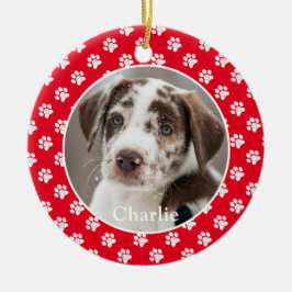 Paw druckt benutzerdefinierten Foto-Dogennamen für Keramik Ornament