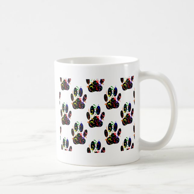 Paw druckt Confetti und Party Streamer Muster Kaffeetasse (Rechts)