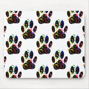 Paw druckt Confetti und Party Streamer Muster Mousepad