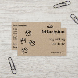 Paw druckt Dog Walker Pet Sitter Kraft Papier Visitenkarte