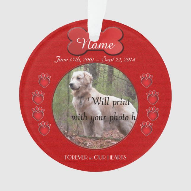 Paw druckt Gedicht Memorial Red Ornament (Vorderseite)