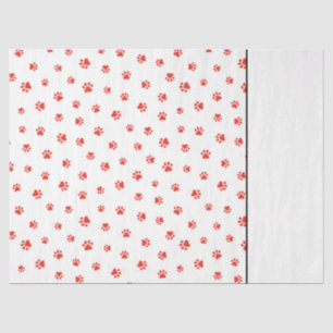 Paw druckt Haustiere Hunde Katzen Red Two Tone Fun Seidenpapier