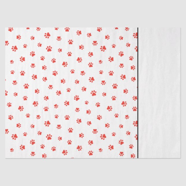 Paw druckt Haustiere Hunde Katzen Red Two Tone Fun Seidenpapier (Vorderseite)