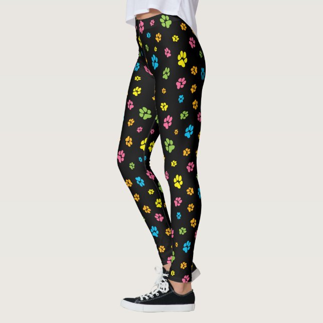 Paw druckt Niedliche, farbenfrohe Pattern Dog Lieb Leggings (Links)