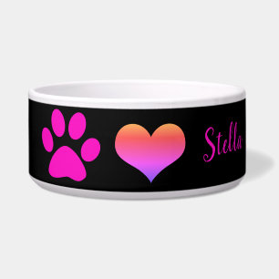 Paw druckt Niedliche Heart Monogramme Name Rosa Sc Napf
