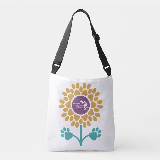 Paw druckt Sonnenblumenkreuz oder Schultertasche Tragetaschen Mit Langen Trägern (Vorderseite)