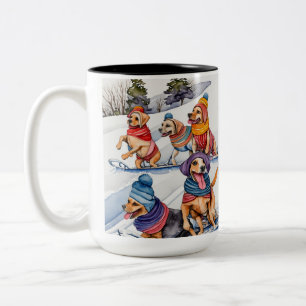 Paw fect Day to Go Rodeln Zweifarbige Tasse