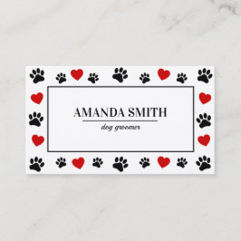 Paw & Heart Prints Dog Groomer Business Card Visitenkarte