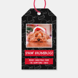 Paw Humbug Haustier Foto Rot und Schwarz Weihnacht Geschenkanhänger