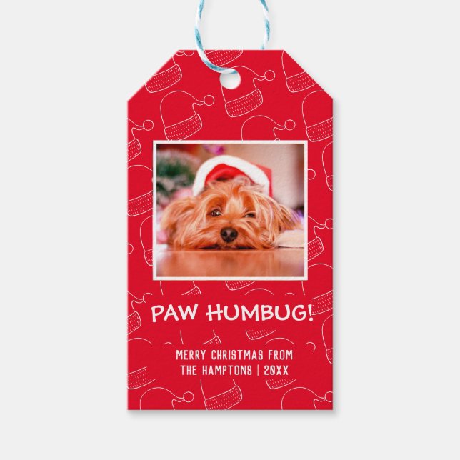 Paw Humbug Pet Foto Weihnachten Geschenkanhänger (Vorderseite)