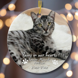 Paw in unseren Herzen 2 Foto Haustier Gedenkstück  Keramik Ornament