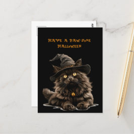 Paw-irgendein Halloween-Schwarzkatzenhut Postkarte