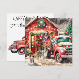 Paw-la-la-la-la-la, Christmas, Aussie Dogs, Red Tr Feiertagskarte