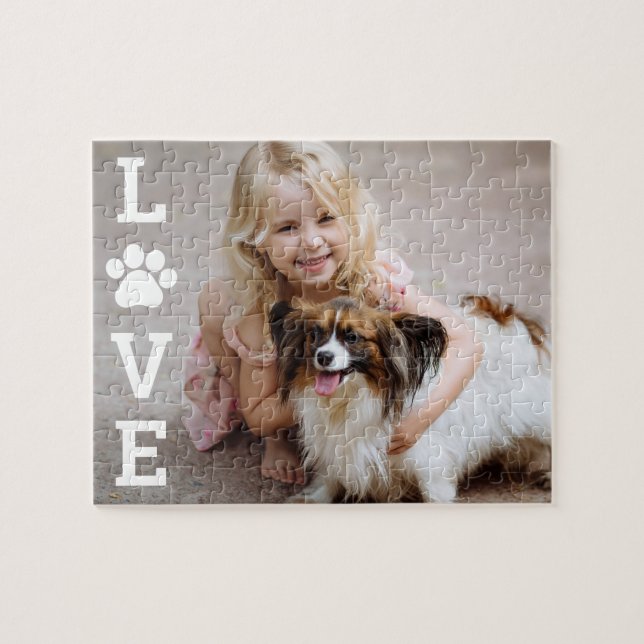 Paw Love Editable Color Pet Custom Photo Puzzle (Horizontal)