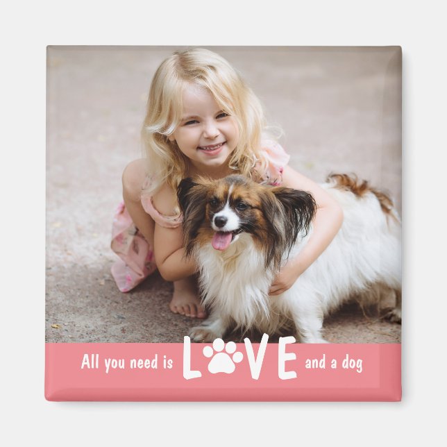 Paw Love Editable Color Photo Magnet (Devant)