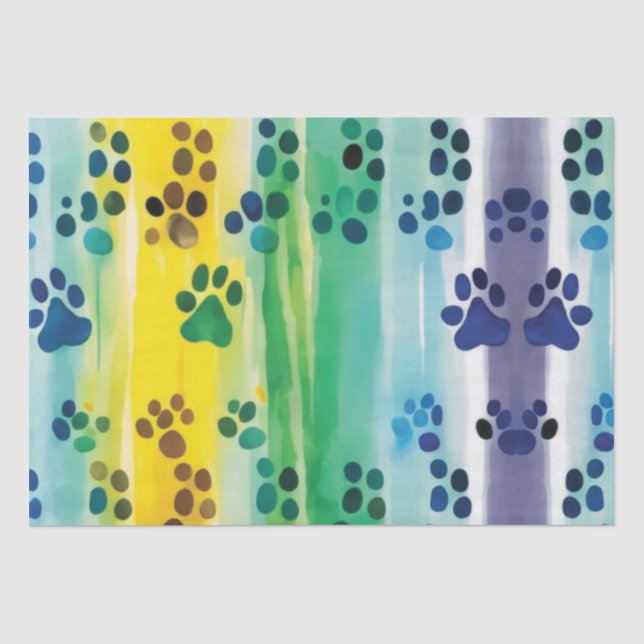 Paw-Muster auf Pastellfarben Seidenpapier (Vorderseite)