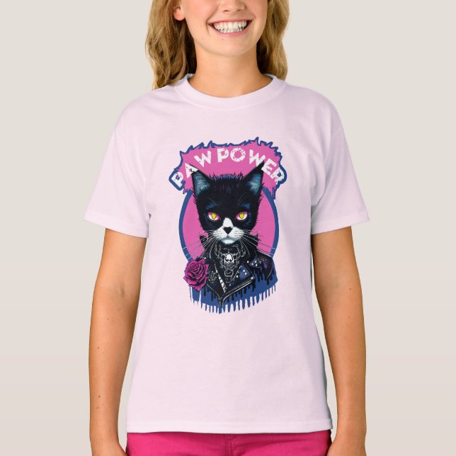 Paw Power Punk Cat T-Shirt (Vorderseite)