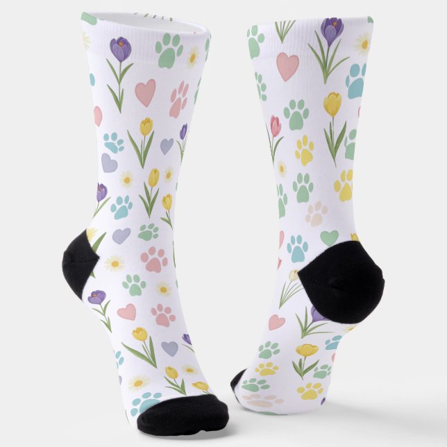 Paw Print and Hearton Blues Socks Socken (Gewinkelt)