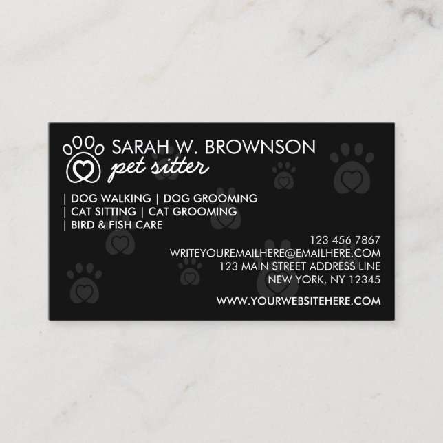 Paw Print Animal Care Pet Vet Visitenkarte (Vorderseite)