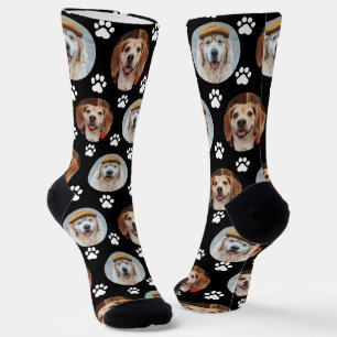 Paw Print Black Socken