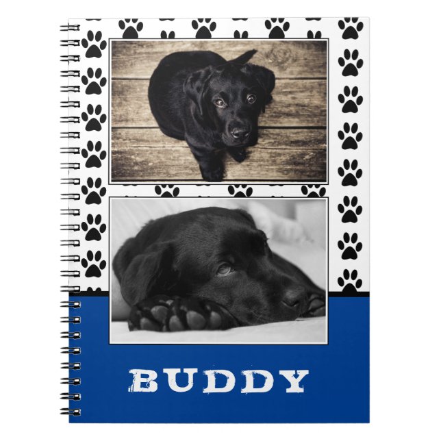 Paw Print Blue Pet Hund 2 Foto Notizblock (Vorderseite)