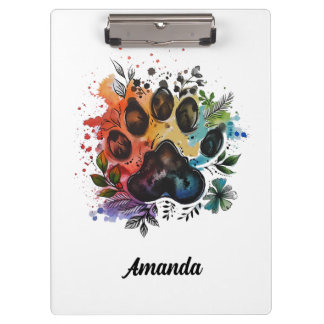 Paw Print Boho Watercolor Klemmbrett