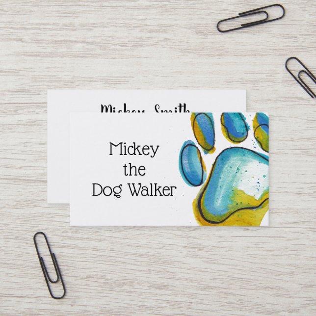 Paw Print Business Card Visitenkarte (Vorderseite/Rückseite Beispiel)