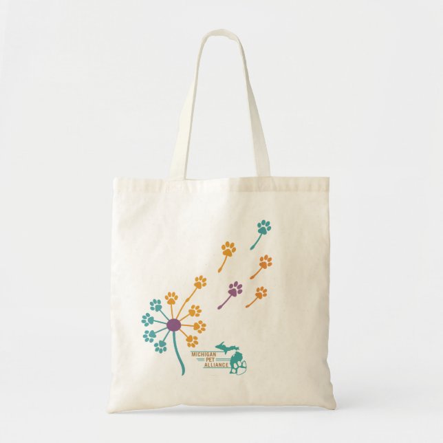 Paw Print Dandelion Tote Bag Tragetasche (Vorne)