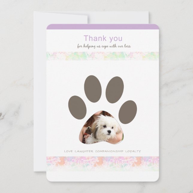 Paw Print danke Ihnen für gekümmert Heimtierverlus (Vorderseite)