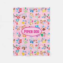 Paw Print Dog Fleece Blanket