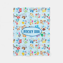 Paw Print Dog Fleece Blanket