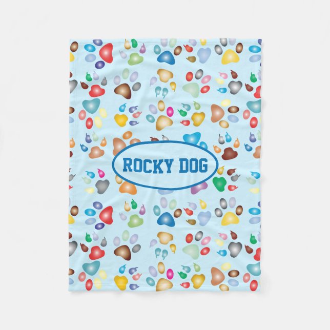 Paw Print Dog Fleece Blanket (Vorderseite)