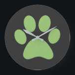 Paw Print  Große Wanduhr<br><div class="desc">Fun Paw Print design for animal lovers!</div>