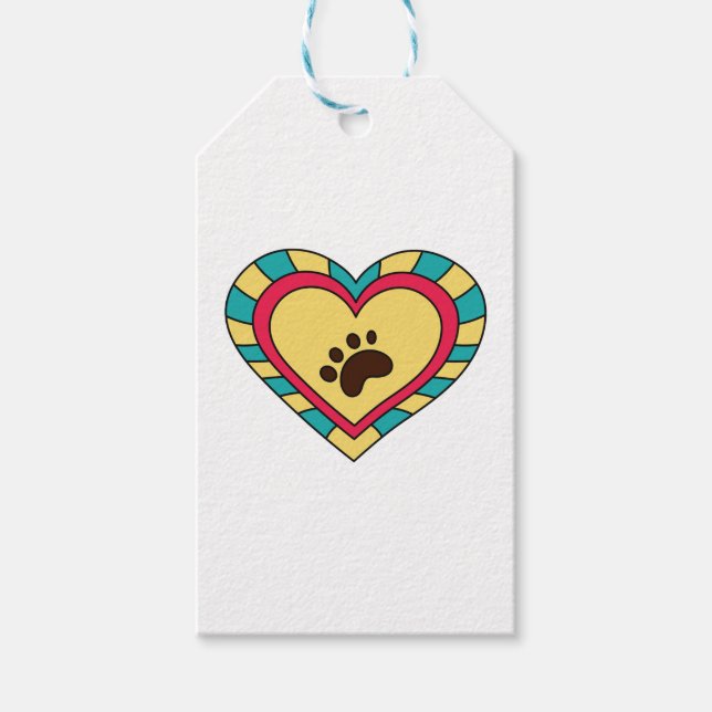 Paw Print Heart Geschenkanhänger (Vorderseite)