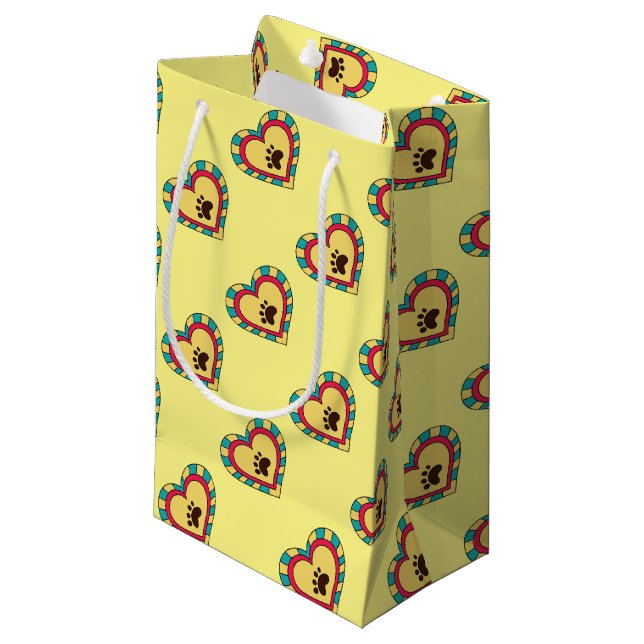 Paw Print Heart Kleine Geschenktüte (Vorderseite Schrägansicht)