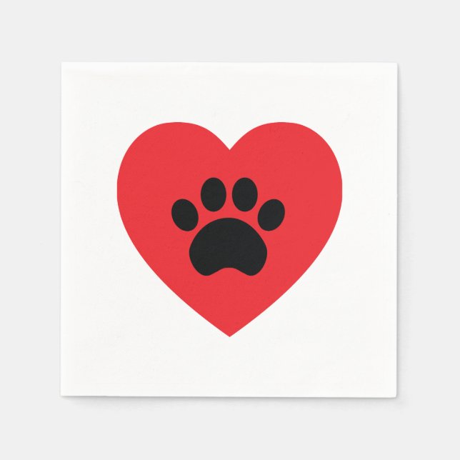 Paw Print Heart Paper Napkins Serviette (Vorderseite)