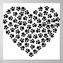 Paw Print Heart Poster