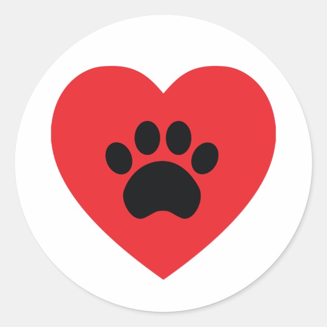 Paw Print Heart Sticker (Vorderseite)