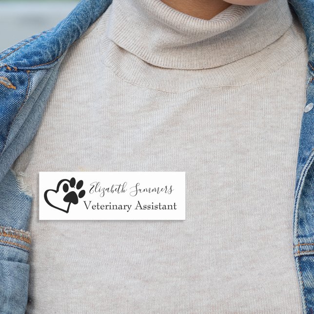 Paw Print Heart Vet Veterinary Business Namensschild (Von Creator hochgeladen)