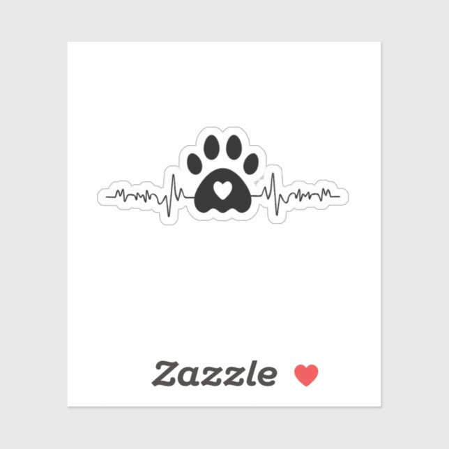Paw Print Heartbeat Aufkleber (Blatt)