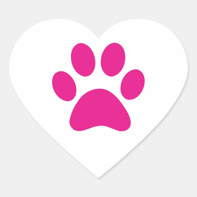 Paw Print Herz-Aufkleber (Vorderseite)