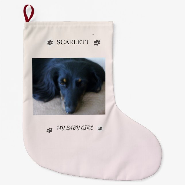 Paw Print Holiday Tribute Keepsake Großer Weihnachtsstrumpf (Vorderseite)