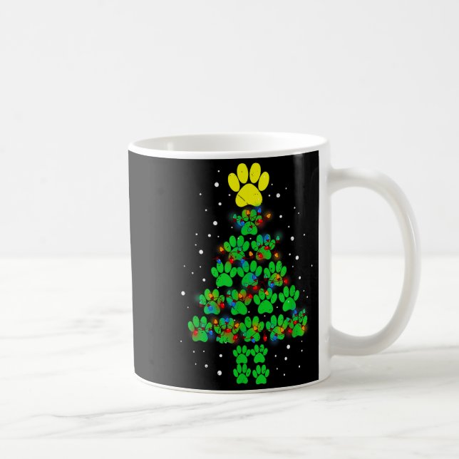 Paw Print Merry Christmas Tree Lights Dog Or Cat M Kaffeetasse (Rechts)