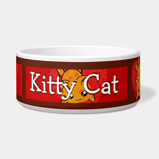 Paw Print Personalisiert Kitty Cat Bowl Napf (Vorderseite)
