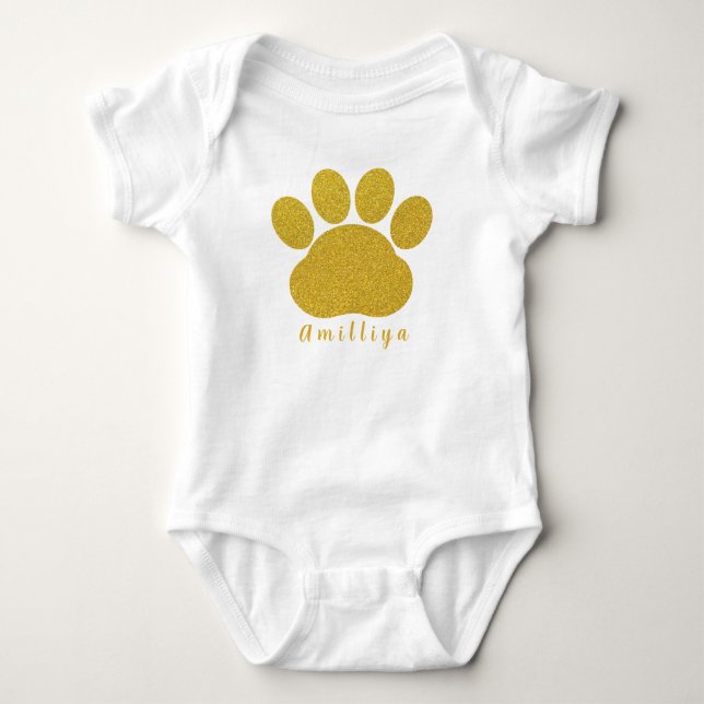 Paw Print Personalisiert Name Niedlich Morden Baby Strampler (Vorderseite)