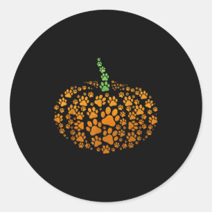 Paw Print Pumpkin Halloween Runder Aufkleber