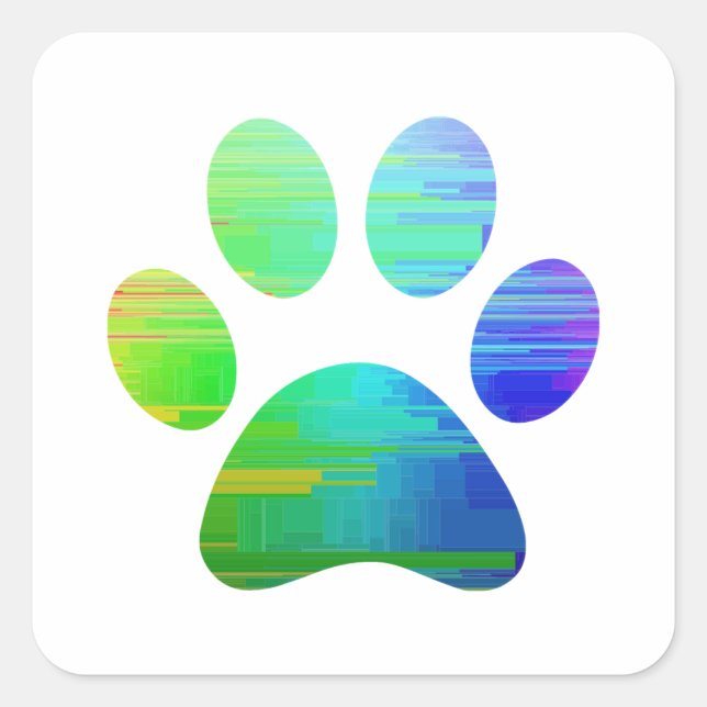 Paw Print Quadratischer Aufkleber (Vorderseite)